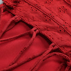 Captivating Bordeaux Bloom Cocktail Dress – Flow Shot
