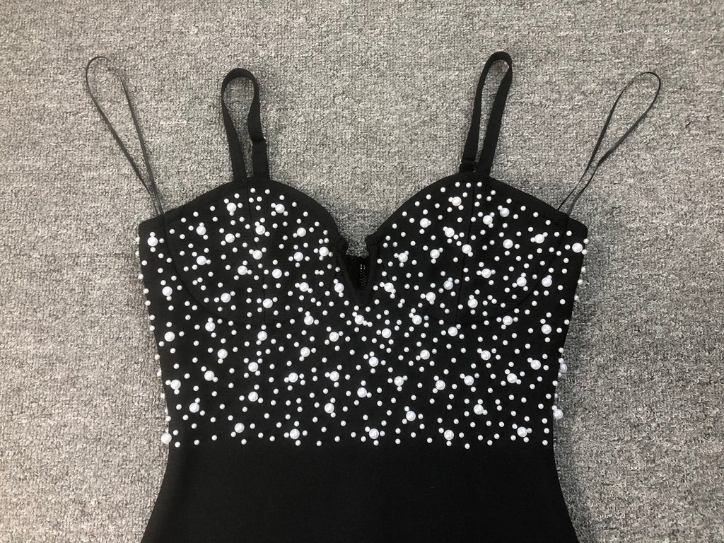 Radiant Midnight Constellation Evening Dress – Front View