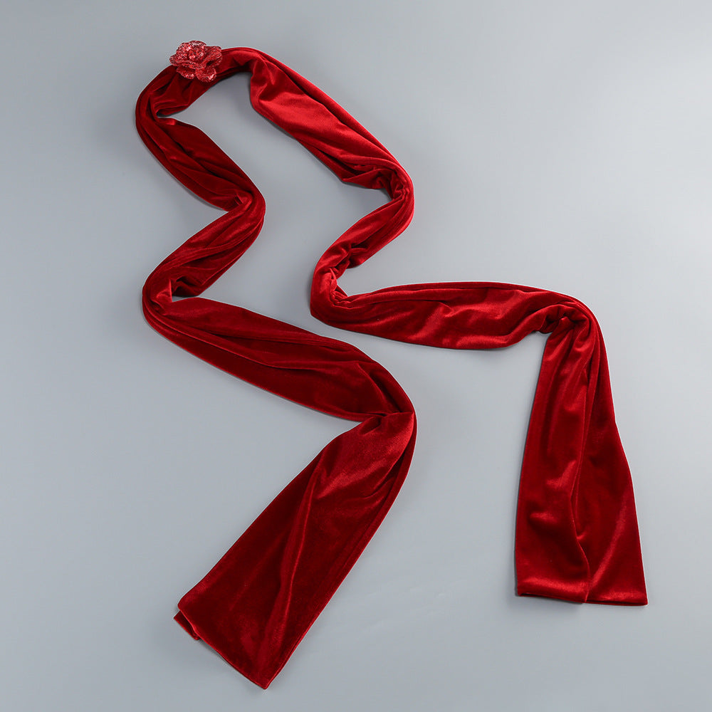 Sophisticated Velvet Whisper Evening Dress – Detail View
