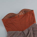 One-Shoulder Corset Bodycon Maxi Dress with Draped Shawl Detail - View 6