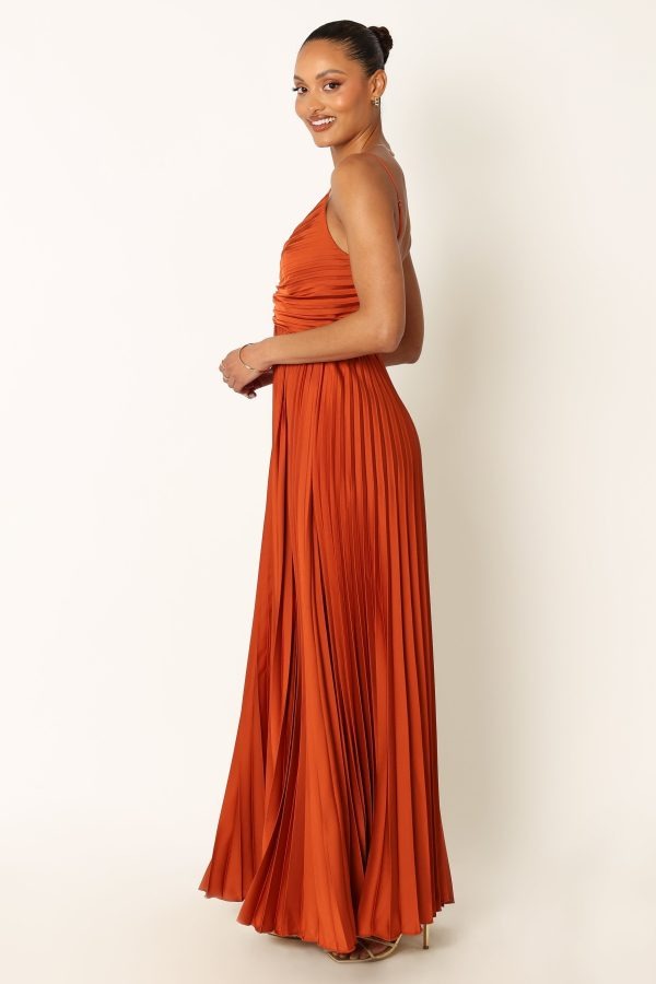 Captivating Terra Drape Evening Dress – Detail View