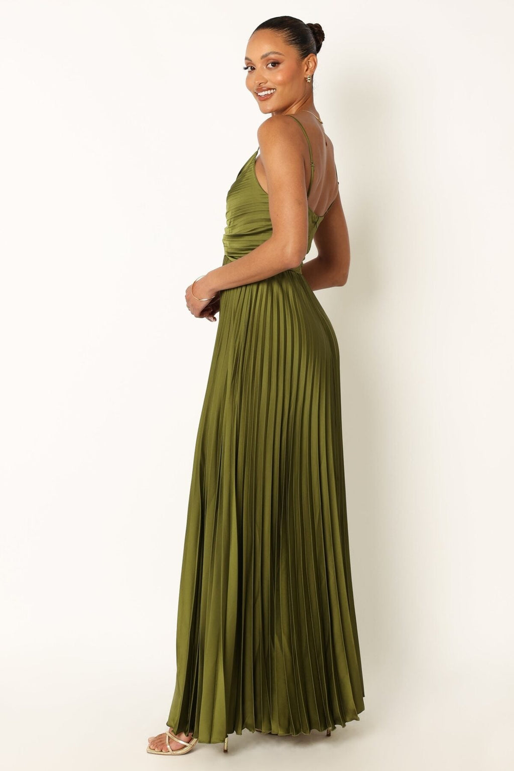 Captivating Terra Drape Evening Dress – Back View