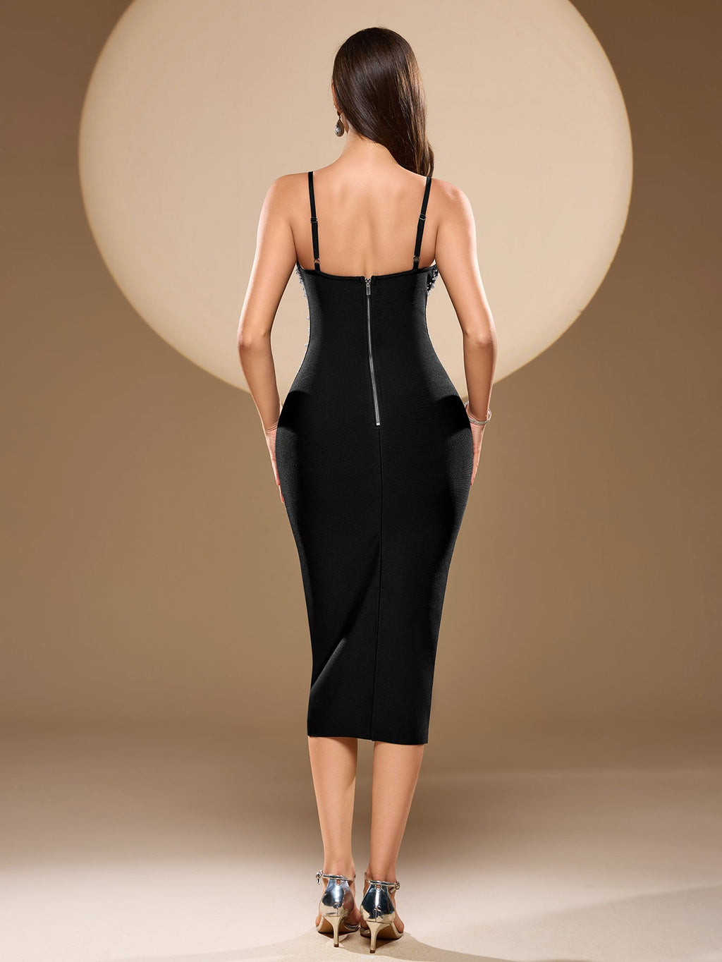 Radiant Midnight Constellation Evening Dress – Movement Shot