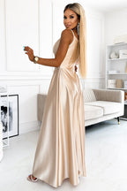 Classic Chiara Elegant Satin Dress Evening Dress – Detail View