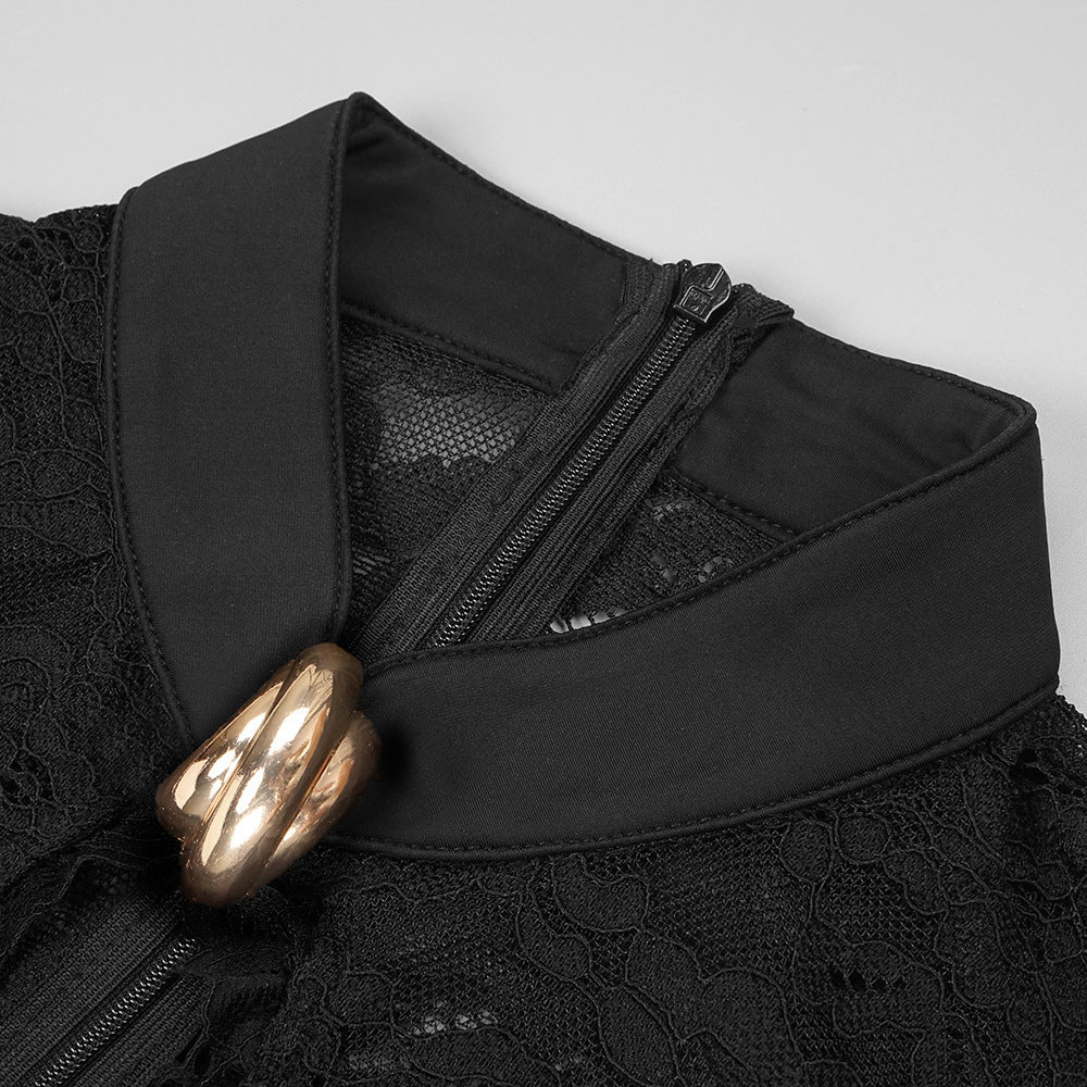 Enchanting Noir Decadence Evening Dress – Back View