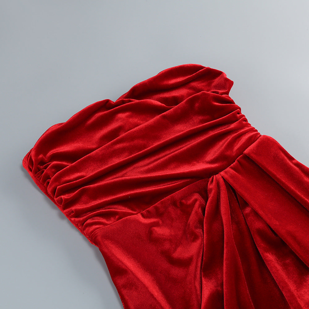 Sophisticated Velvet Whisper Evening Dress – Full Length