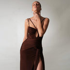 Captivating Silken Dusk Evening Dress – Full Length