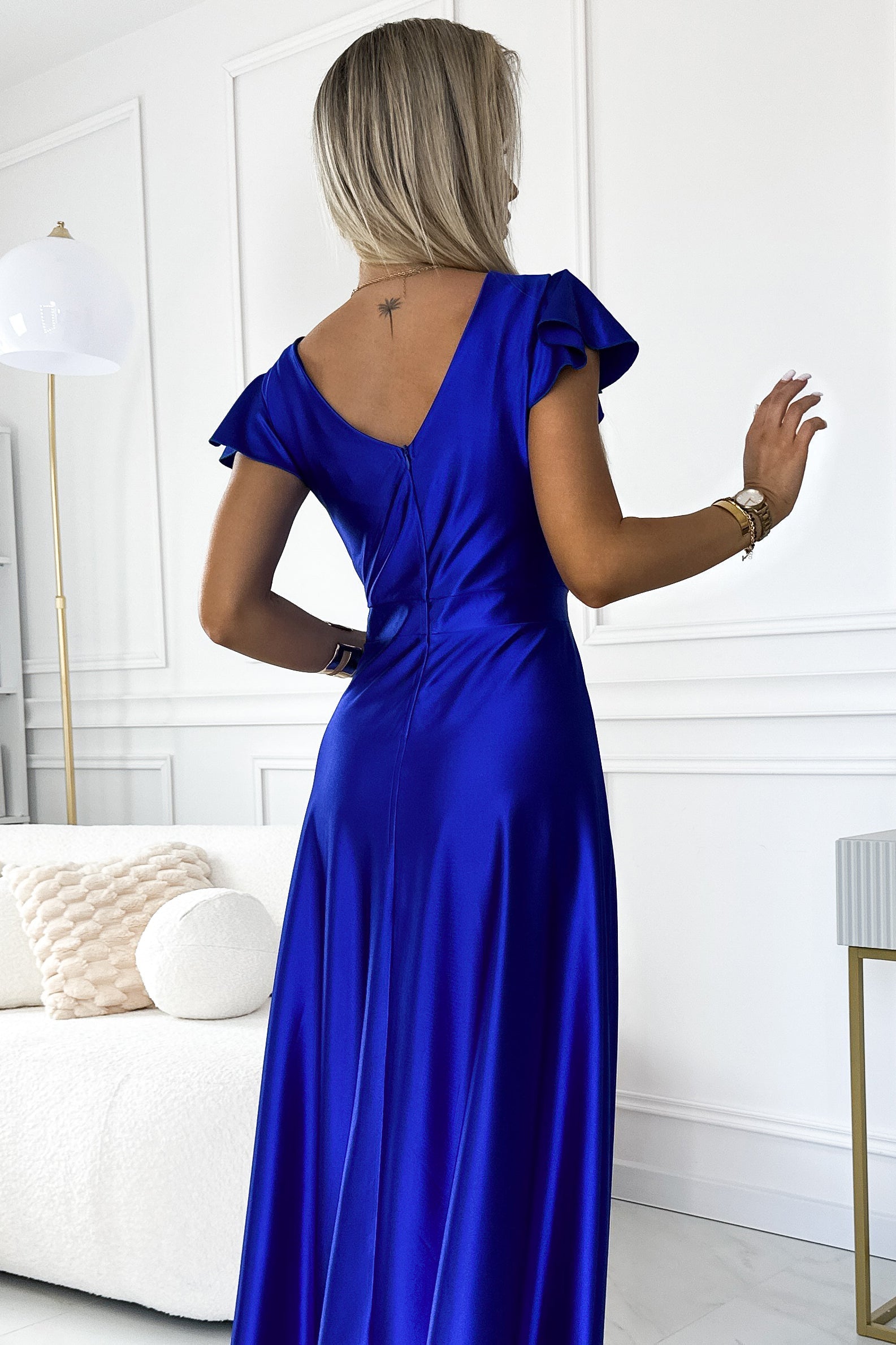 Sophisticated Venetian Whisper Evening Dress – Side View