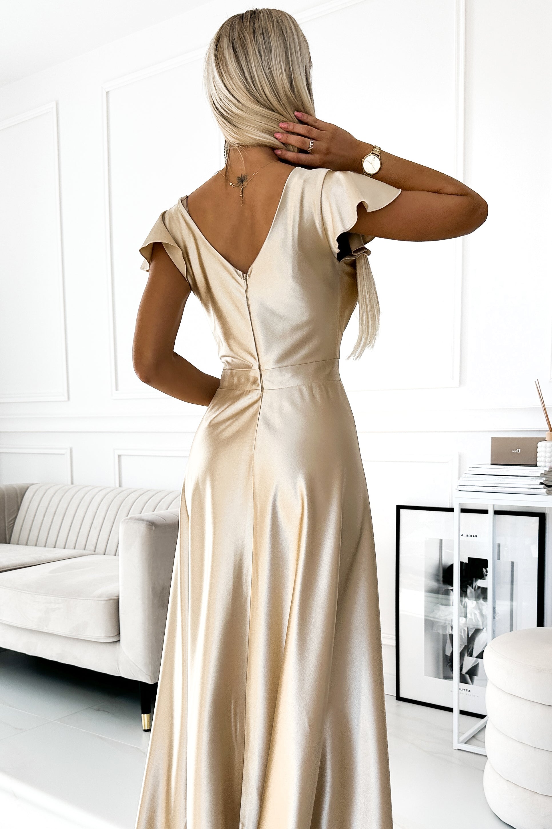 Sophisticated Venetian Whisper Evening Dress – Close Up