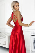 Refined Perla Satin Maxi Evening Dress – Full Length
