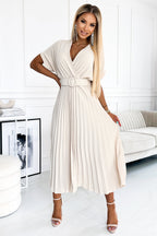 Exquisite Felicia Pleated Midi Dress Evening Dress – Flow Shot