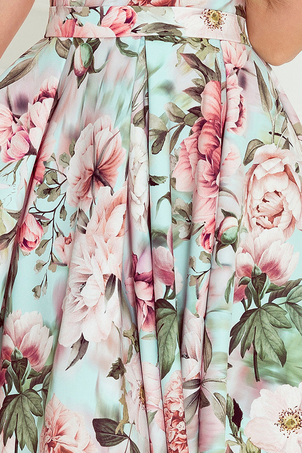 Elegant MAYA Dress with Longer Back, Neckline and Belt Cocktail Dress – Close Up