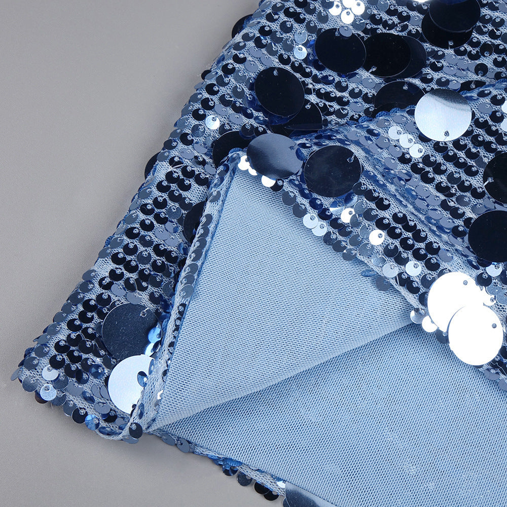 Refined Blue Solstice Evening Dress – Texture Detail