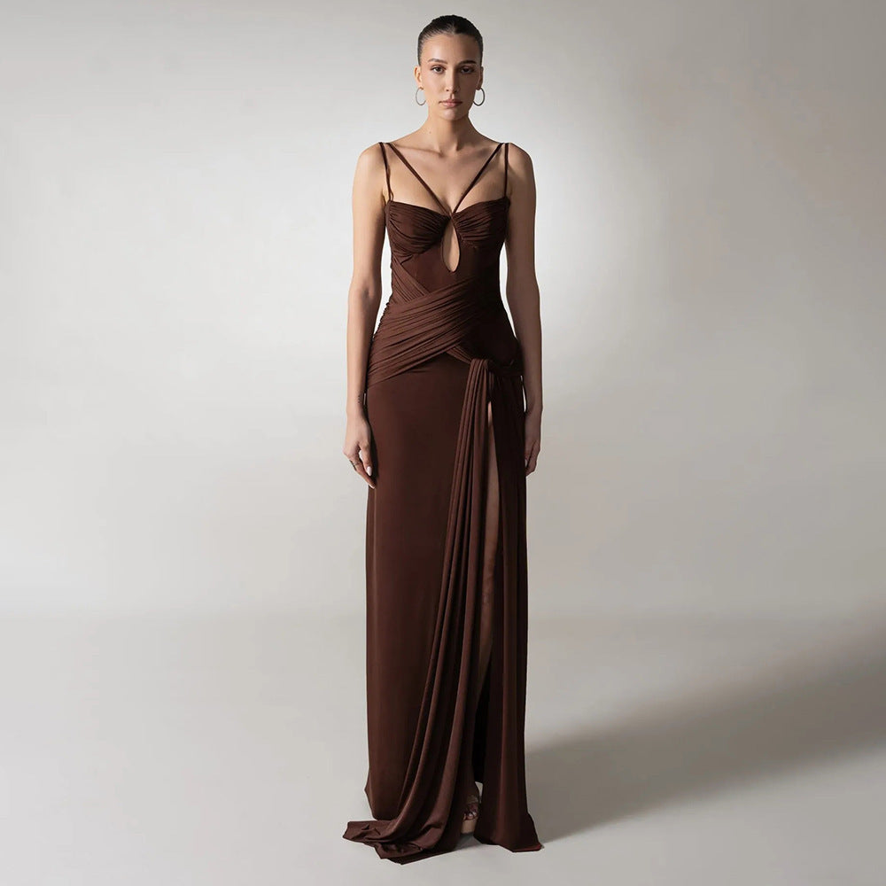 Captivating Silken Dusk Evening Dress – Front View