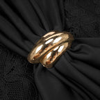 Enchanting Noir Decadence Evening Dress – Worn View