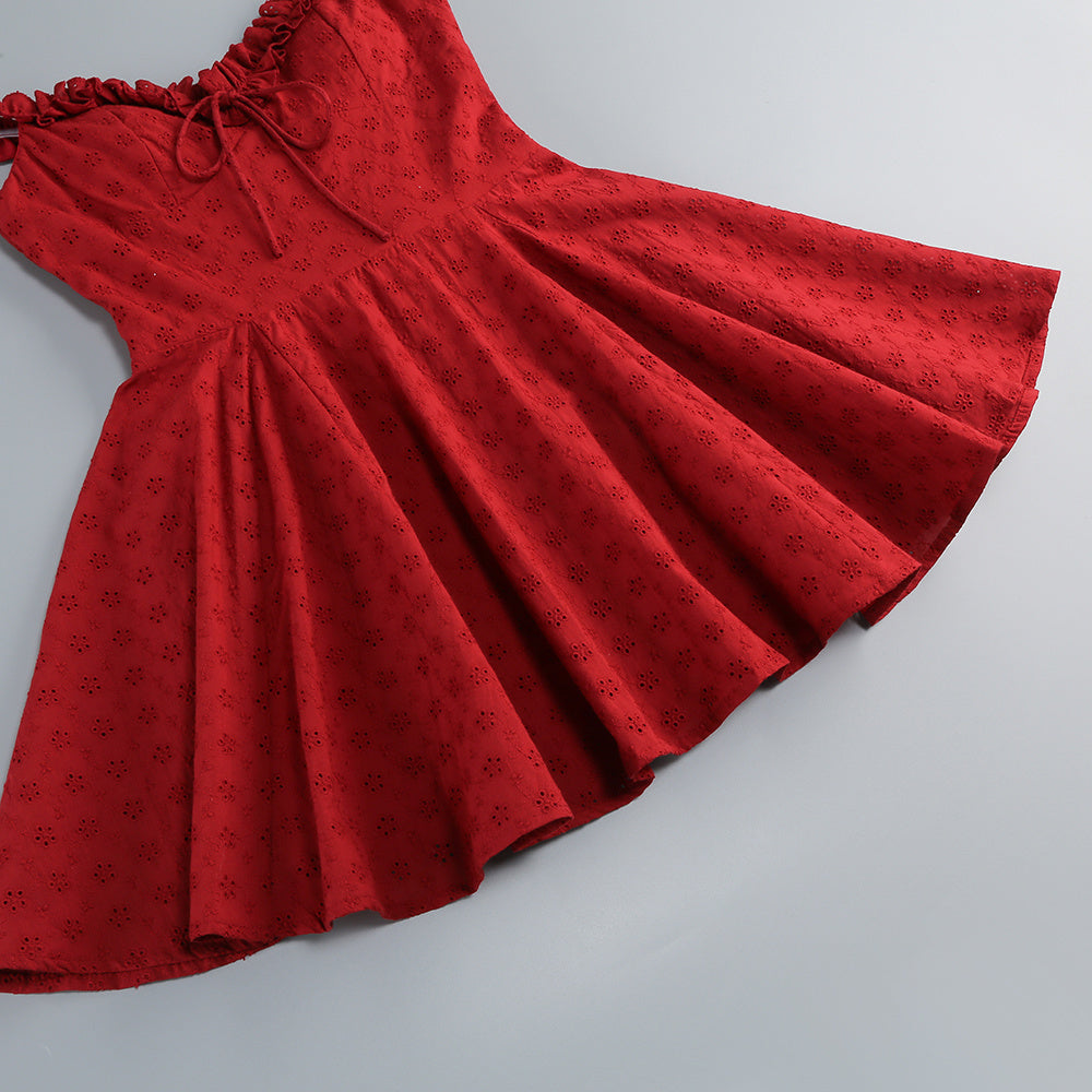 Captivating Bordeaux Bloom Cocktail Dress – Draped Look