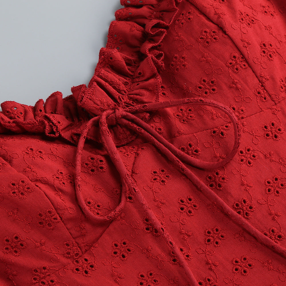 Captivating Bordeaux Bloom Cocktail Dress – Texture Detail