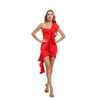 One-Shoulder Ruffle Cascade Bodycon Mini Dress - View 5