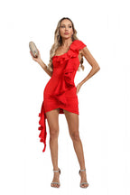 One-Shoulder Ruffle Cascade Bodycon Mini Dress - View 7