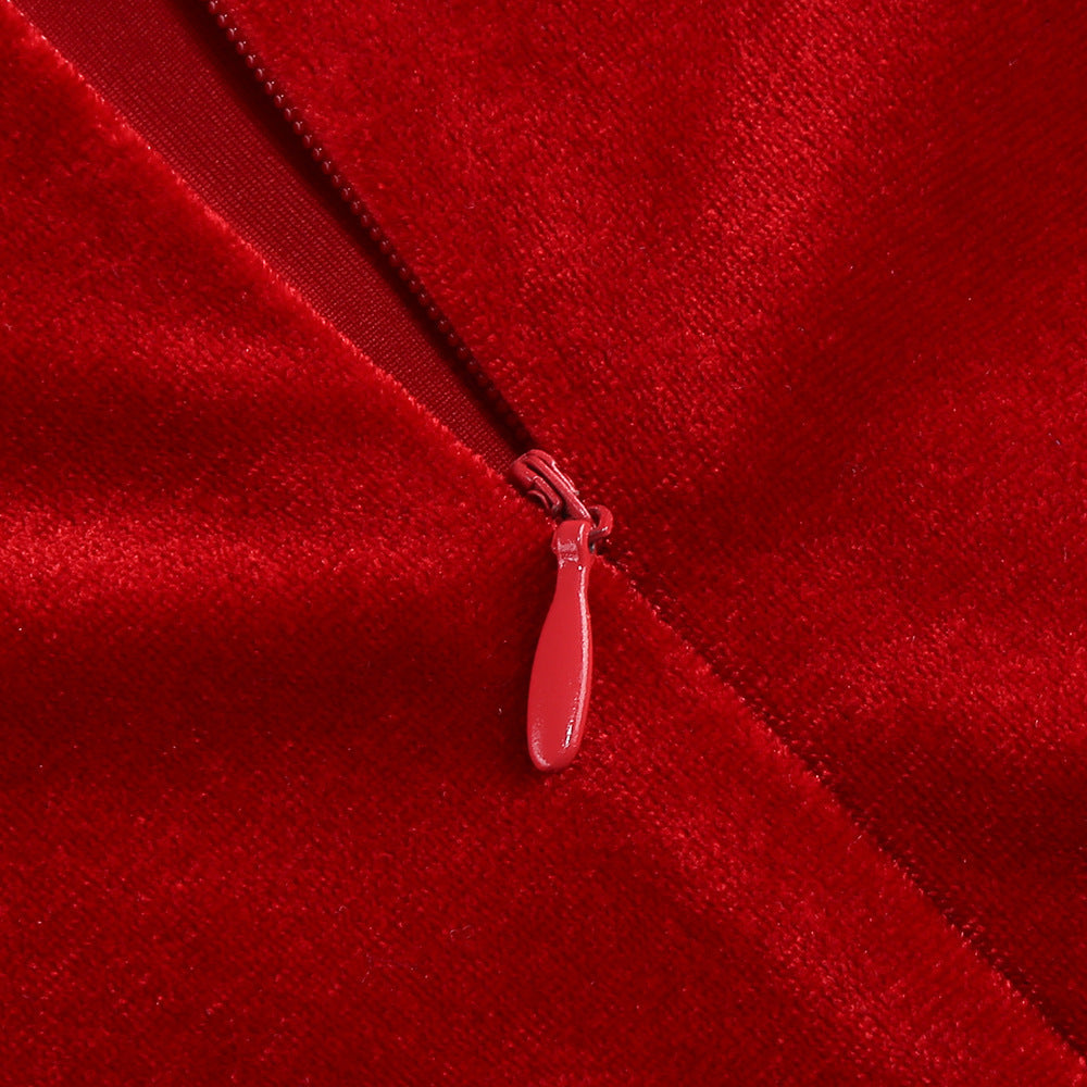 Sophisticated Velvet Whisper Evening Dress – Close Up
