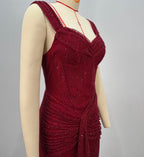 Alluring Midnight Claret Evening Dress – Texture Detail