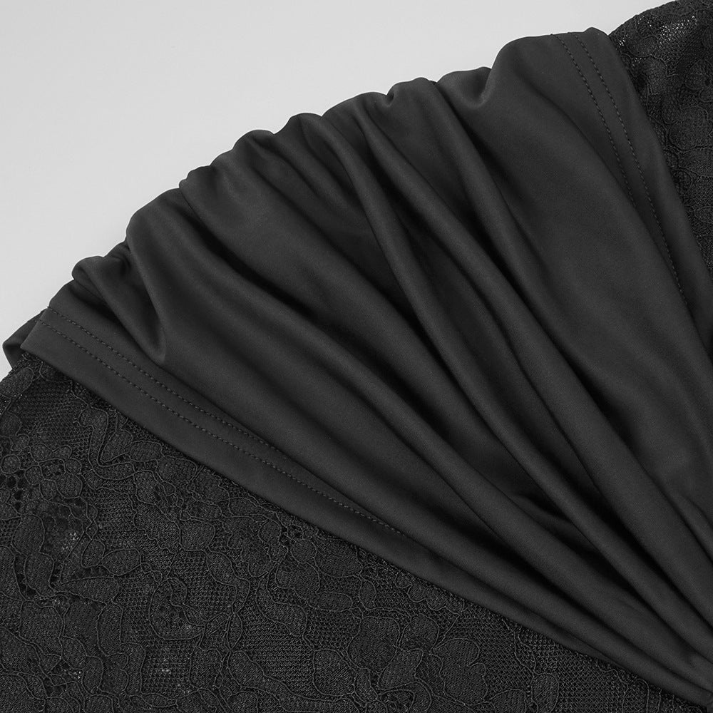 Enchanting Noir Decadence Evening Dress – Model View
