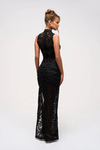 Enchanting Noir Decadence Evening Dress – Detail View
