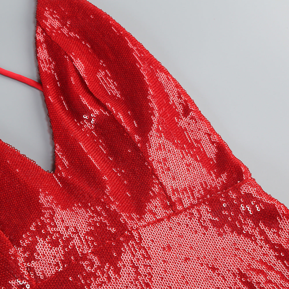 Graceful Crimson Lure Evening Dress – Back View