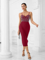 Radiant Midnight Constellation Evening Dress – Front View