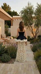 Strapless Peplum 3D Floral Maxi Dress - View 2