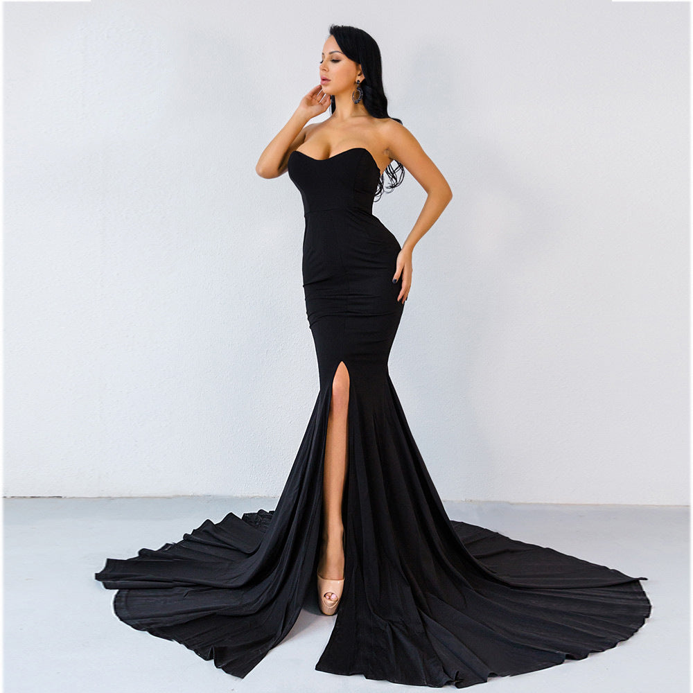 Radiant Crimson Allure Evening Dress – Side View