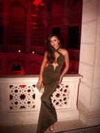Luxe Crimson Ceremony Evening Dress – Side View