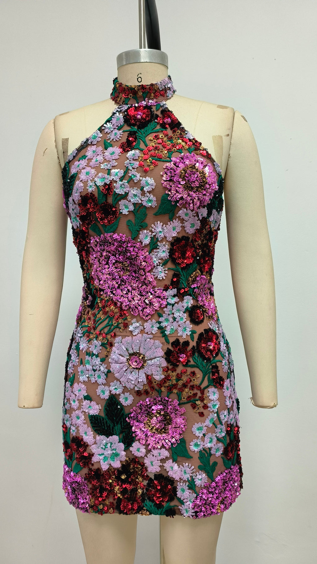 Sophisticated Winter Bloom Cocktail Dress – Back View