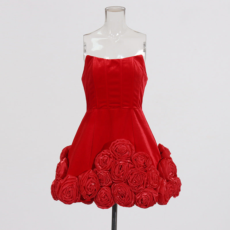 Alluring Crimson Sonata Cocktail Dress – Side View