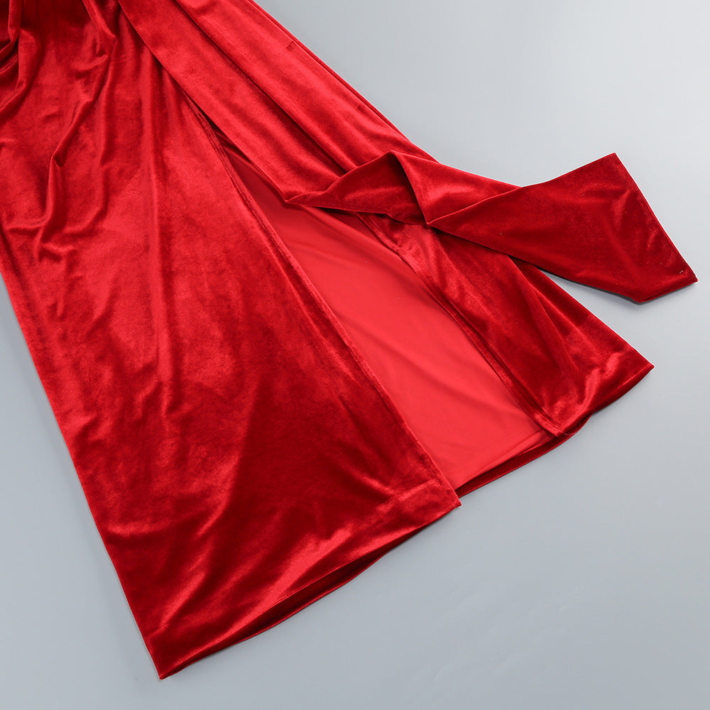 Sophisticated Velvet Whisper Evening Dress – Flow Shot