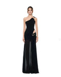 Chic Obsidian Veil Evening Dress – Front View