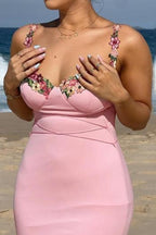 Elegant Rosa Corset - Maxi Evening Dress – Detail View
