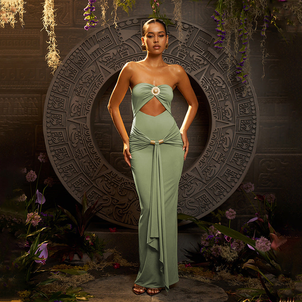 Graceful Jade Ritual Evening Dress – Front View