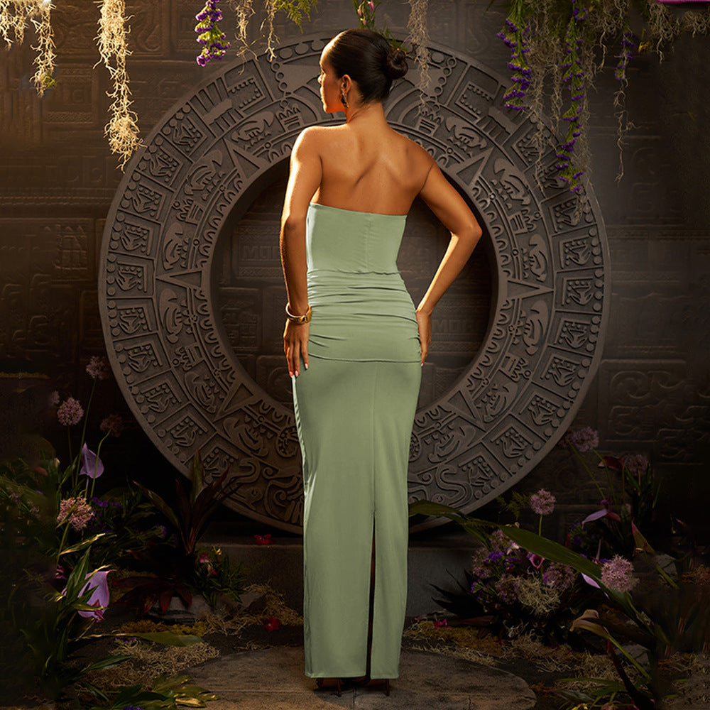 Graceful Jade Ritual Evening Dress – Side View