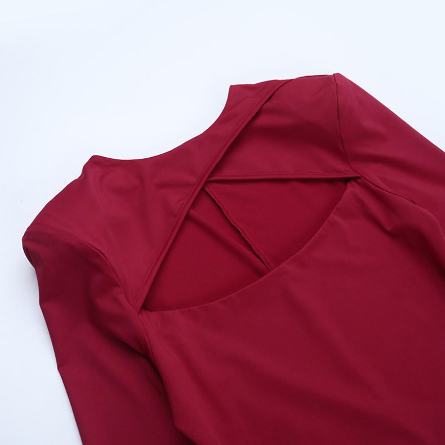 Captivating Crimson Whisper Maxi Evening Dress – Flow Shot