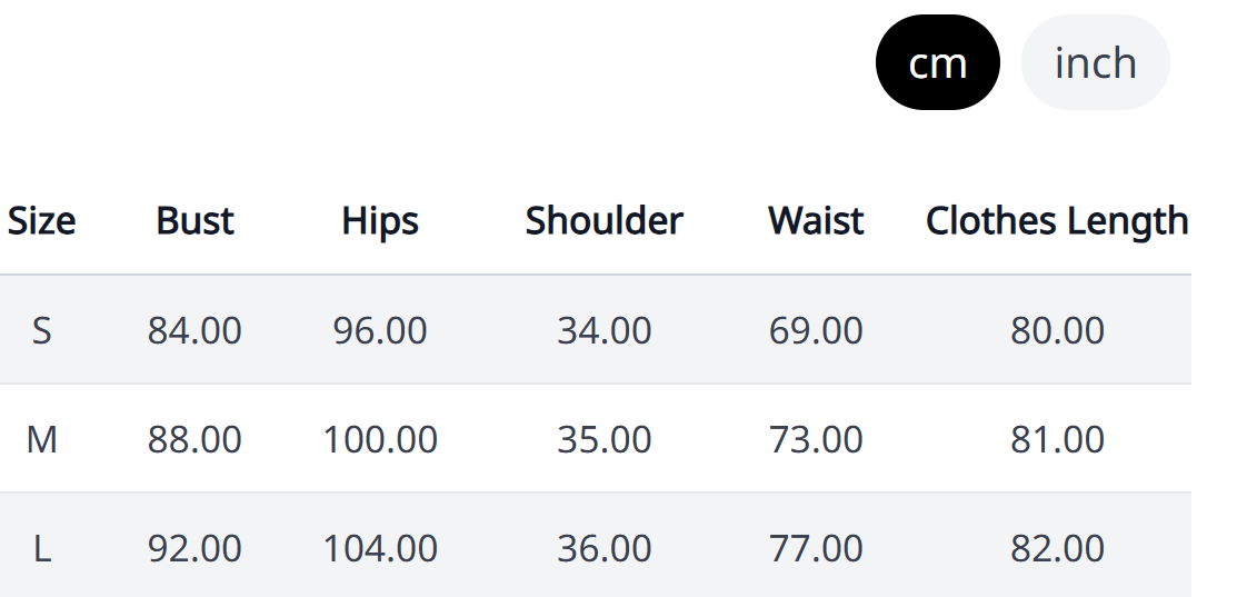 Ivory Heart Sculpt Dress – Size Chart