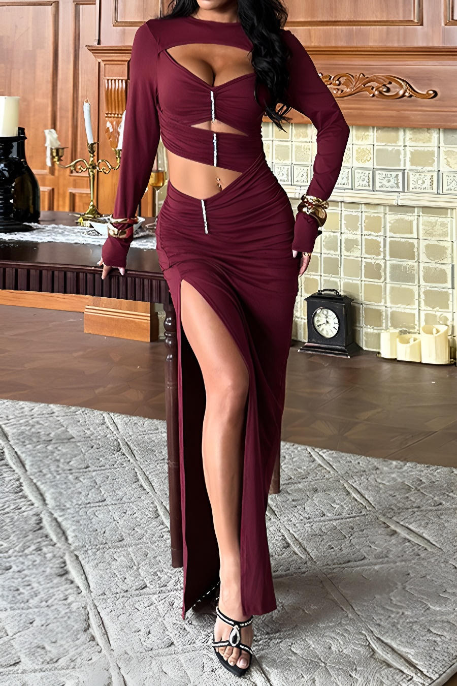 Exquisite Forbidden Curve Evening Dress – Front View