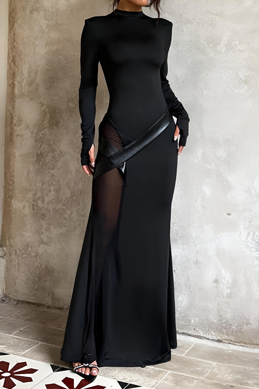 Radiant Noir Ritual Evening Dress – Full Length