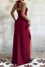 Graceful Garnet Siren Evening Dress – Detail View