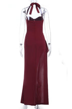 Graceful Garnet Siren Evening Dress – Editorial Shot