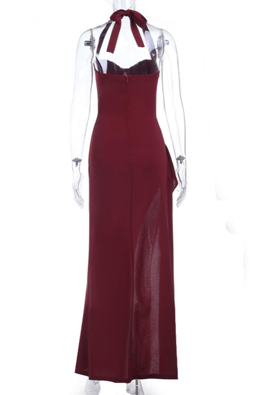 Graceful Garnet Siren Evening Dress – Editorial Shot