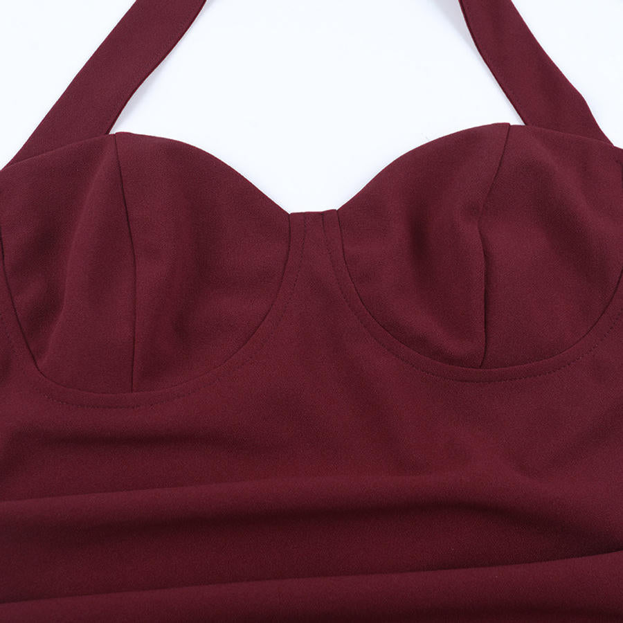 Graceful Garnet Siren Evening Dress – Close Up