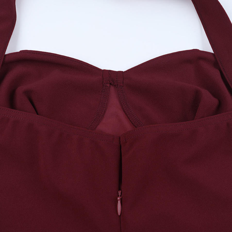 Graceful Garnet Siren Evening Dress – Back View