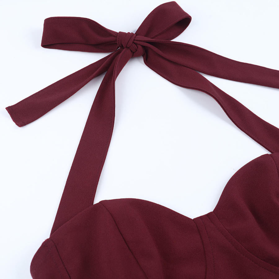 Graceful Garnet Siren Evening Dress – Flow Shot