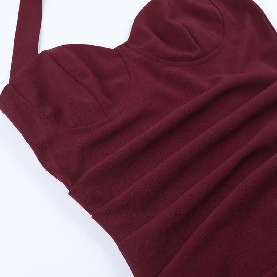 Graceful Garnet Siren Evening Dress – Silhouette
